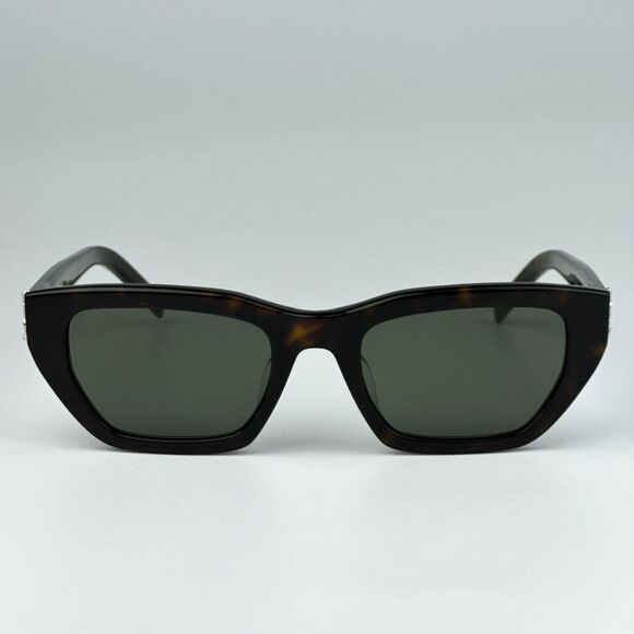 NEW Saint Laurent SLM127/F 002 Havana Green Cat Eye Women Sunglasses - Picture 3 of 13